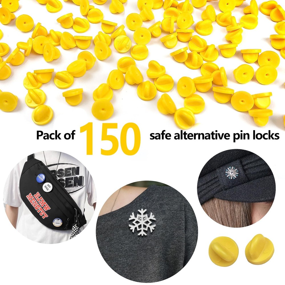 150Pcs Rubber Pin Backs Locking With Storage Case, Keepers for Brooch Tie Hat...