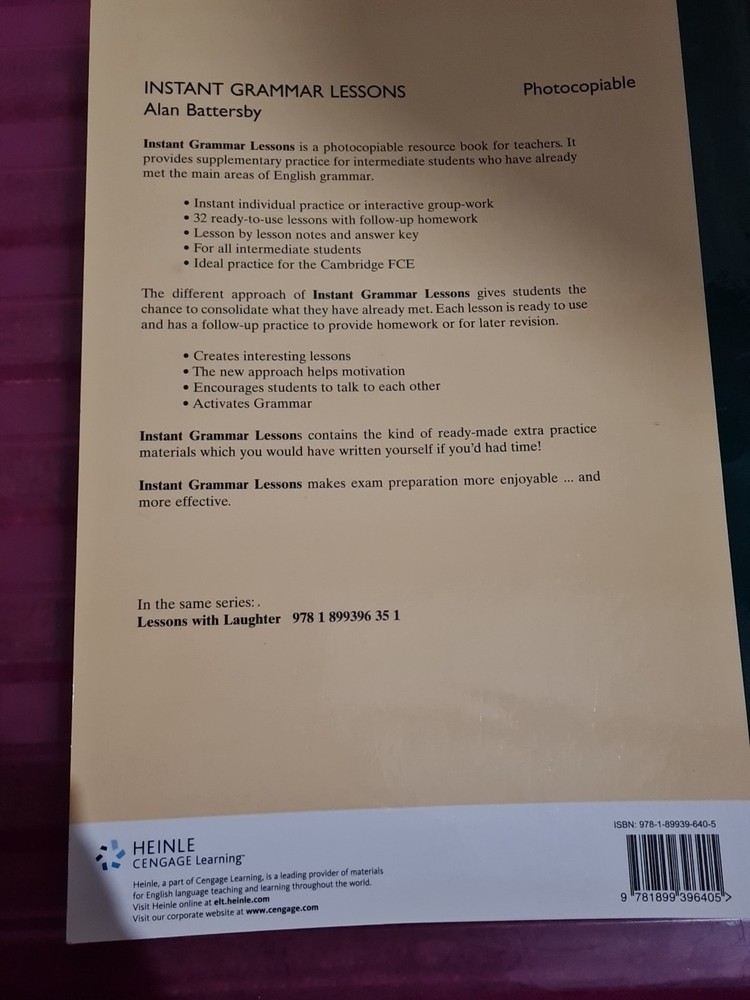 Instant Grammar Lessons : Photocopieable Lessons for Intermediate Classes by...