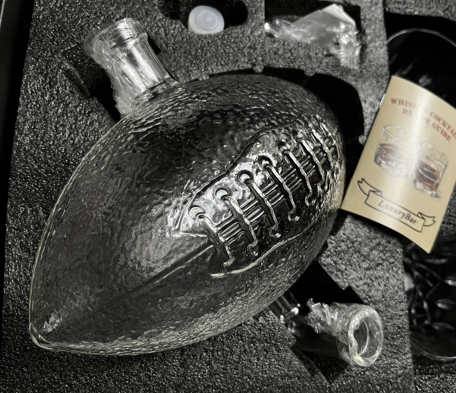 Football Whiskey Decanter 8 Pack Set With Glasses Liquor Dispenser