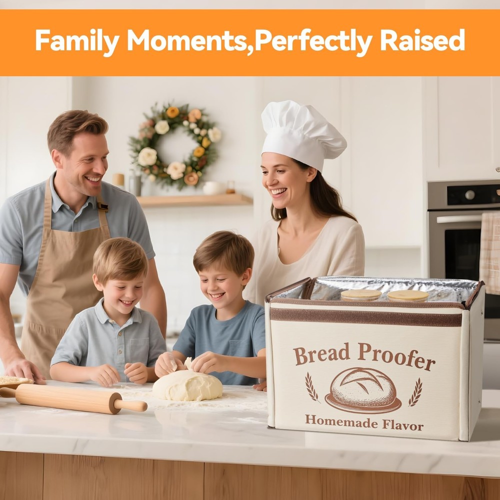 Proofing Box - Foldable Proofing Bread Box with 68-122°F Temp Control & 48H