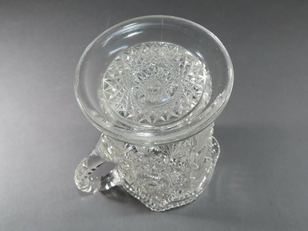 Heavy Pressed Glass Crystal Handled Pitcher