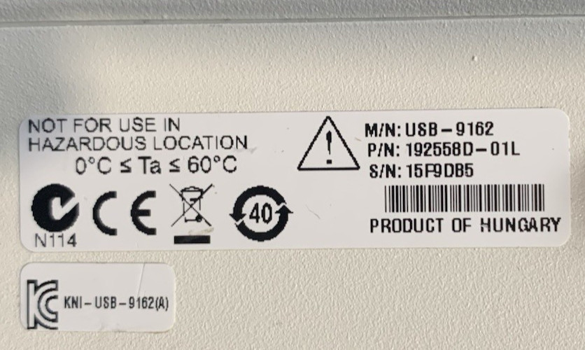 National Instruments NI 9219 cDAQ Universal Analog Input Module USB-9162 Chassis