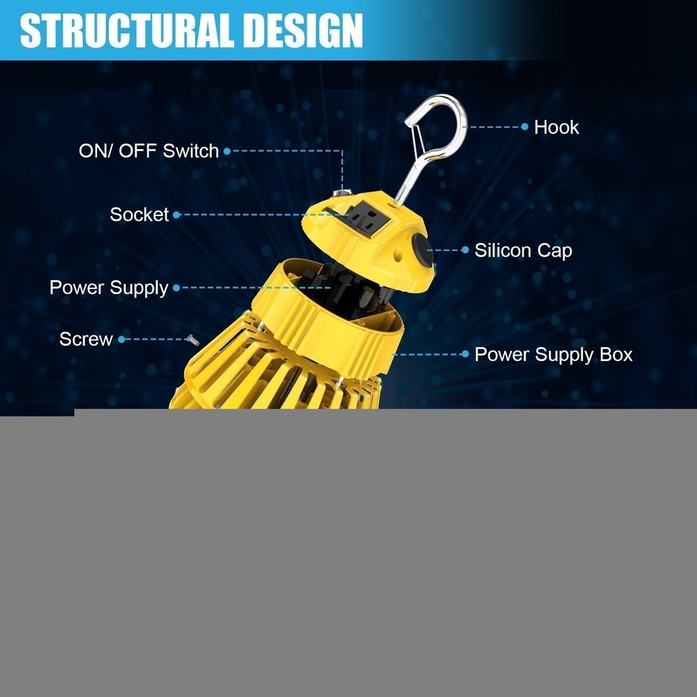 NEW Linkable LED Temporary Work Light 100W Constructions Jobsite Work Lamp Plug