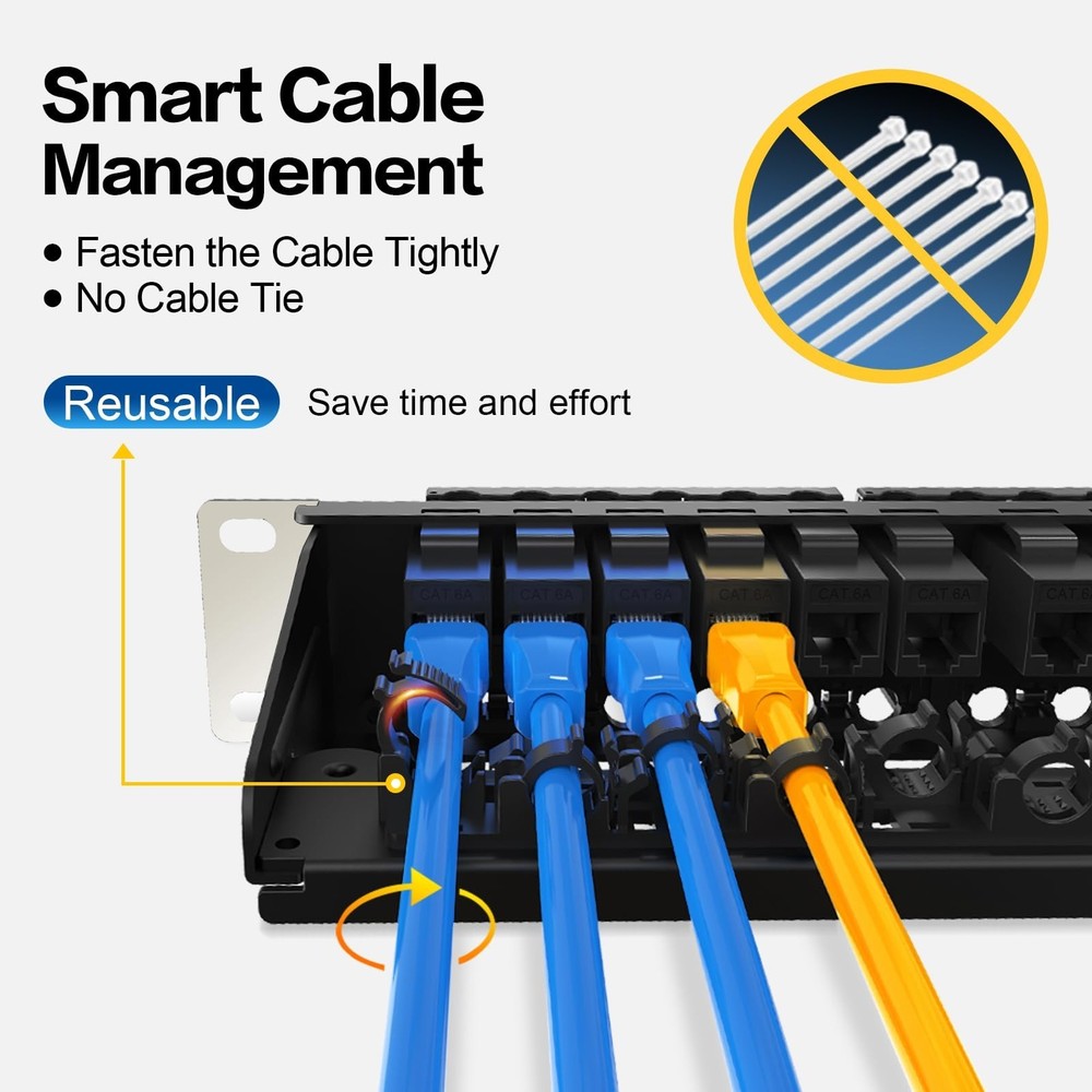 Patch Panel 24 Port with Cat6A UTP Keystone Jack【EC Listed】 Front