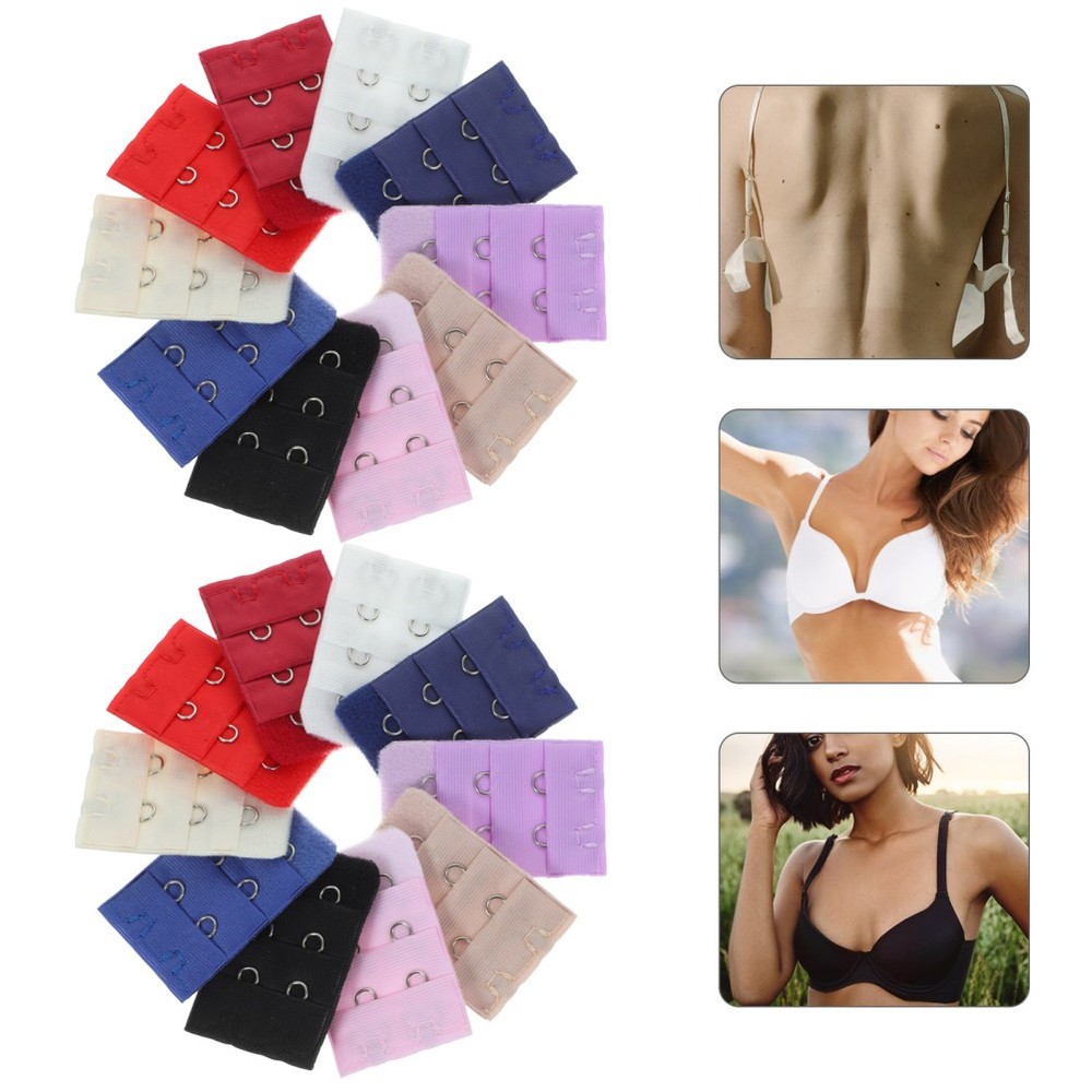 20pcs Bra Hook Extension Strap Bra Extender 3 Hooks 2 Rows Adjustable Length