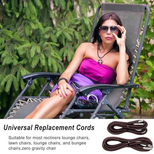 COITEK 4PCS Replacement Cord for Zero Gravity Chair, Universal Elastic Brown