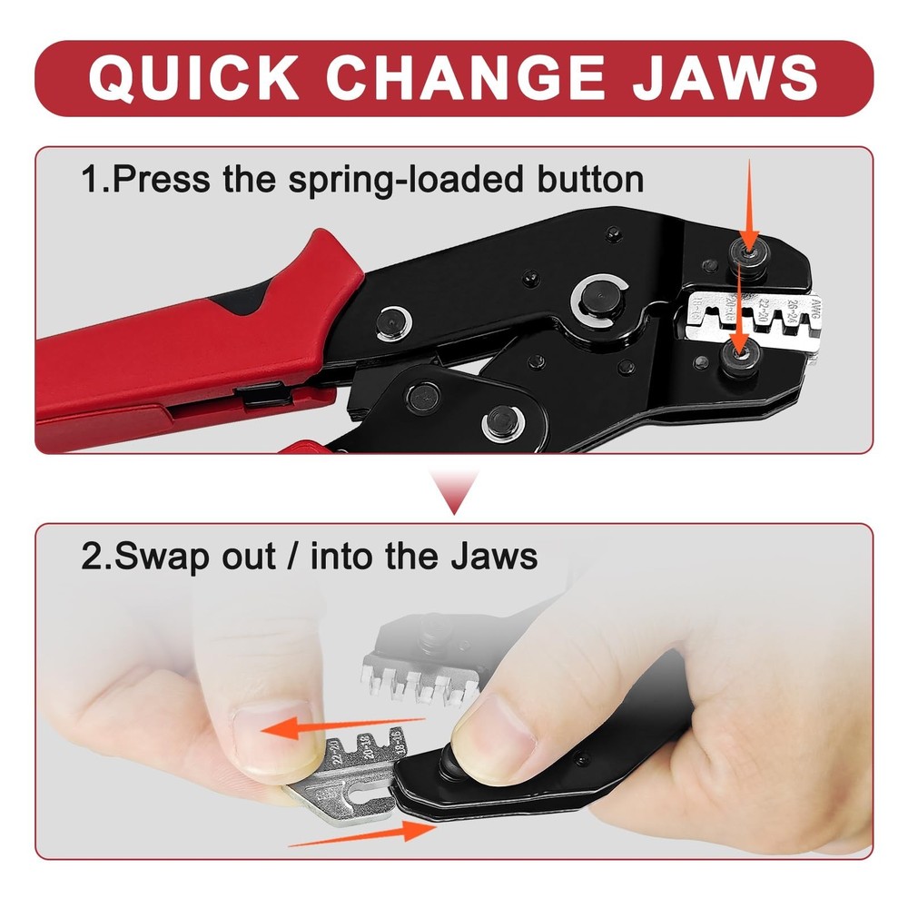 Terminal Crimping Tool and Multi-Purpose Wire Stripper Kit - Multiple jaw siz...
