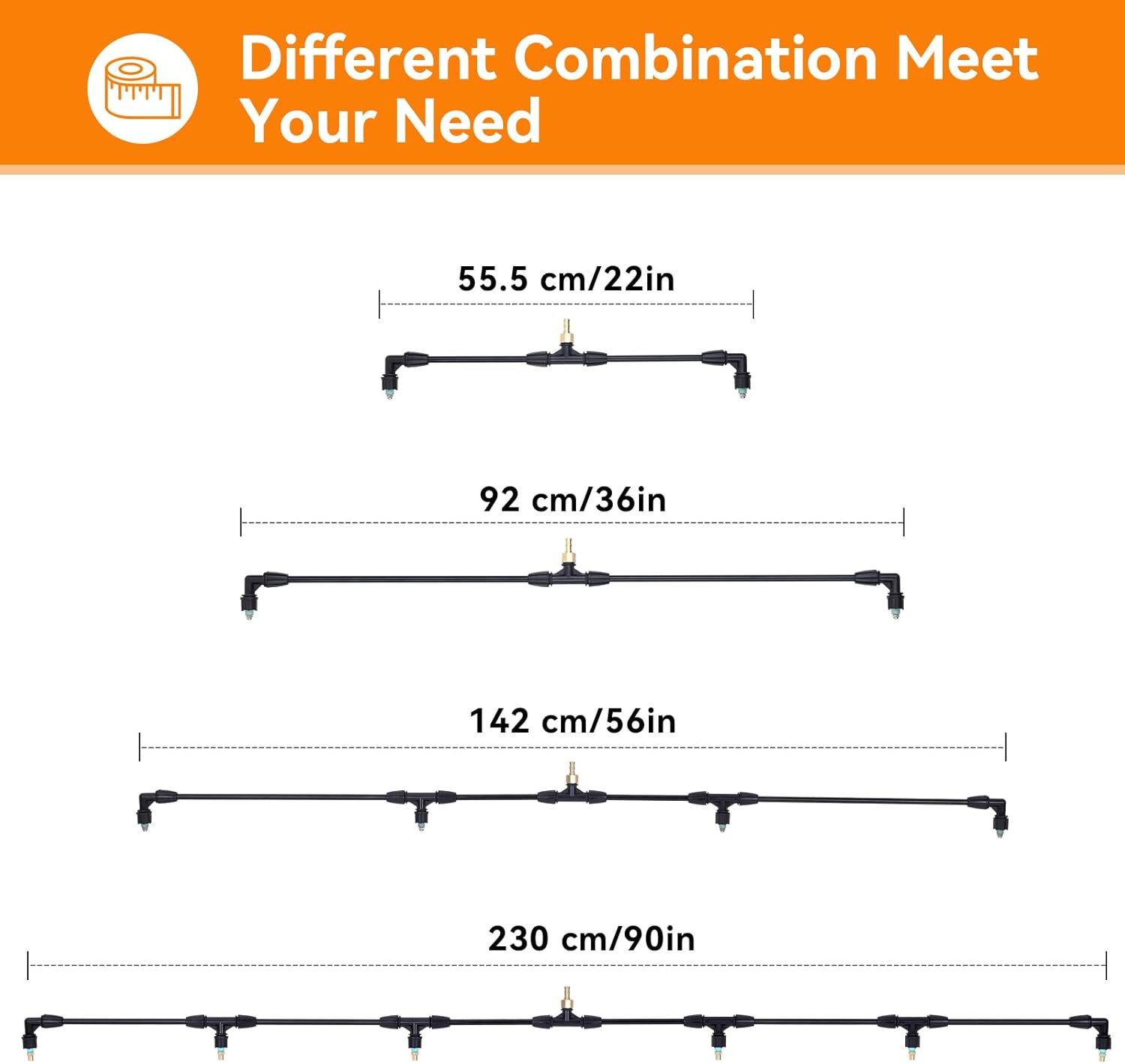 6-Nozzle Poly Boom Wand with 3/8" Brass Fitting, 7.5 Ft. ATV Sprayer Boom, Wide-