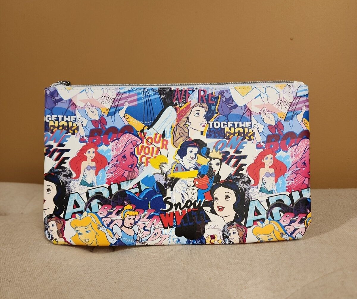 Buckle Down Disney Princess Comic AOP Print Cosmetic Bag Makeup Pouch NEW
