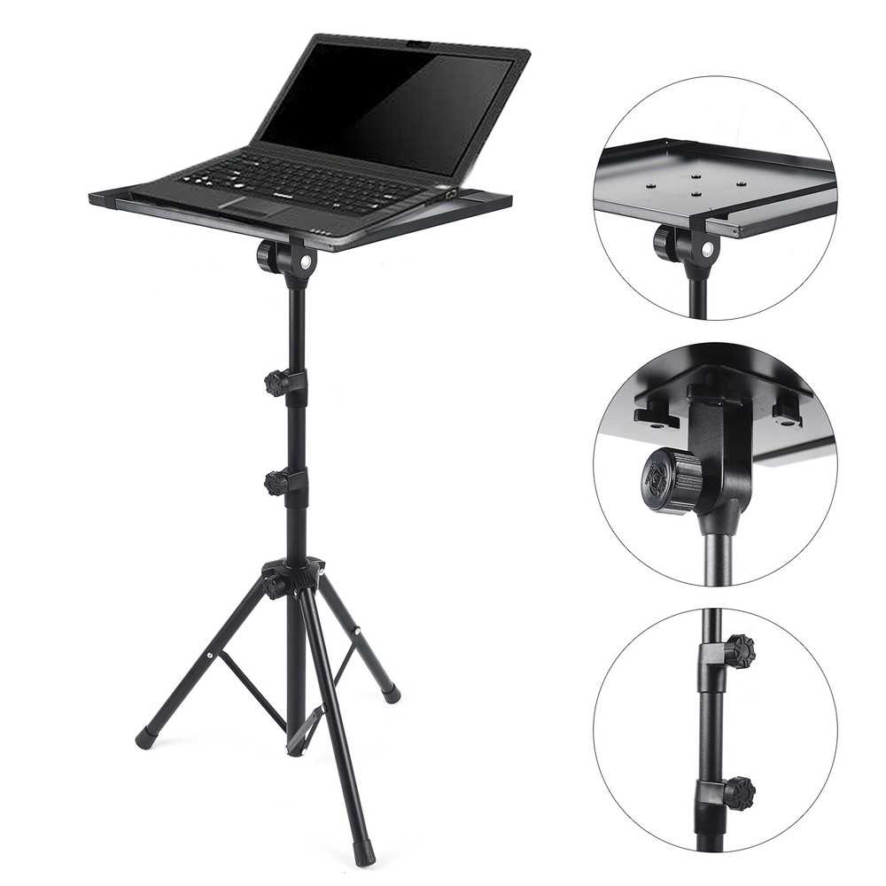 Mobile Projector Floor Tripod Stand Laptop Holder with Tray Adjustable Height