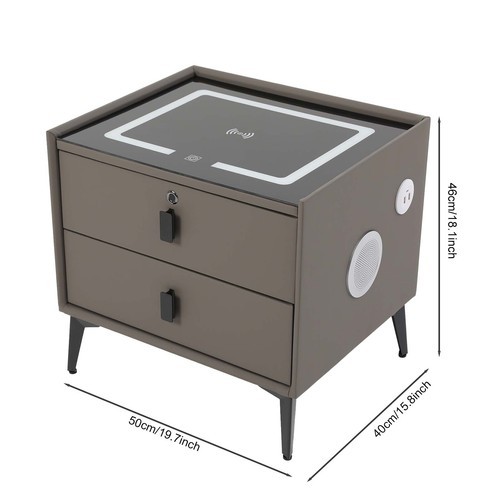 Bluetooth Speaker Smart Bedside Table with USB & Wireless Charging Light