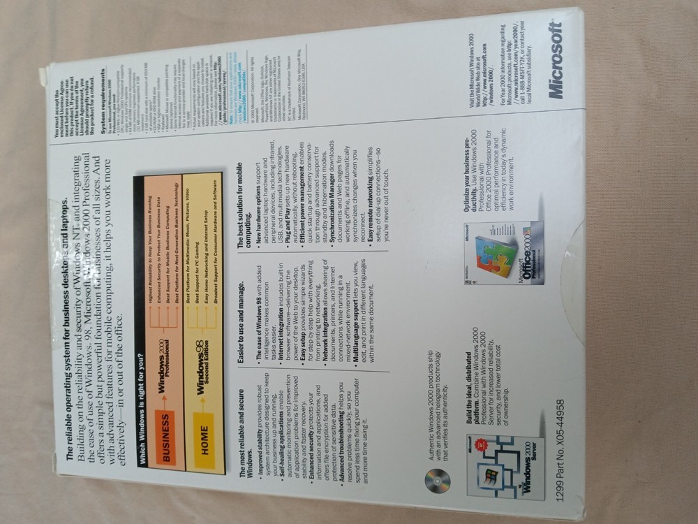 Microsoft Windows 2000 Professional CD Operating System NO MANUAL