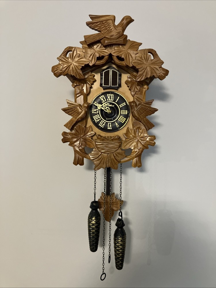 JCPenney Home Collection Solid Walnut Cuckoo Clock Style 6320 Black Forest Style