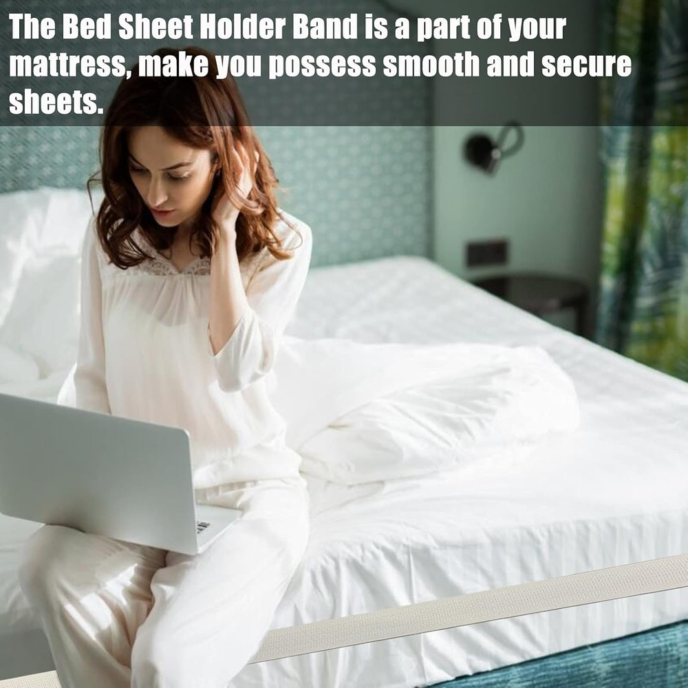 Upgrade Bed Sheet Holder Band, Adjustable Elastic Fitted Sheet Fasteners, Keep S