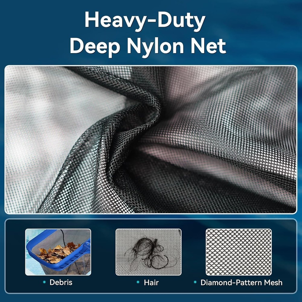 Heavy Duty Pool Leaf Skimmer Net 2 Pack Deep Mesh Compatible with Standard Po...