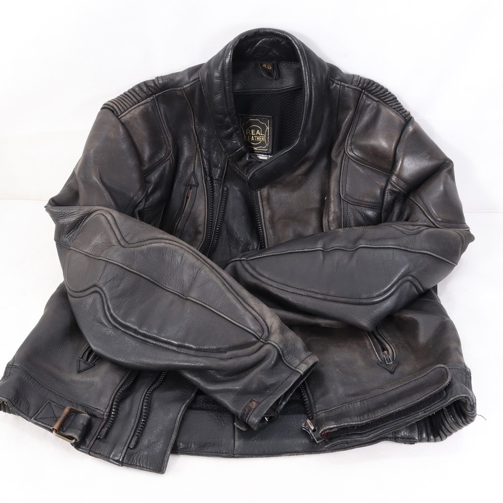 Vintage J&S Leather Motorcycle Jacket. Size 48