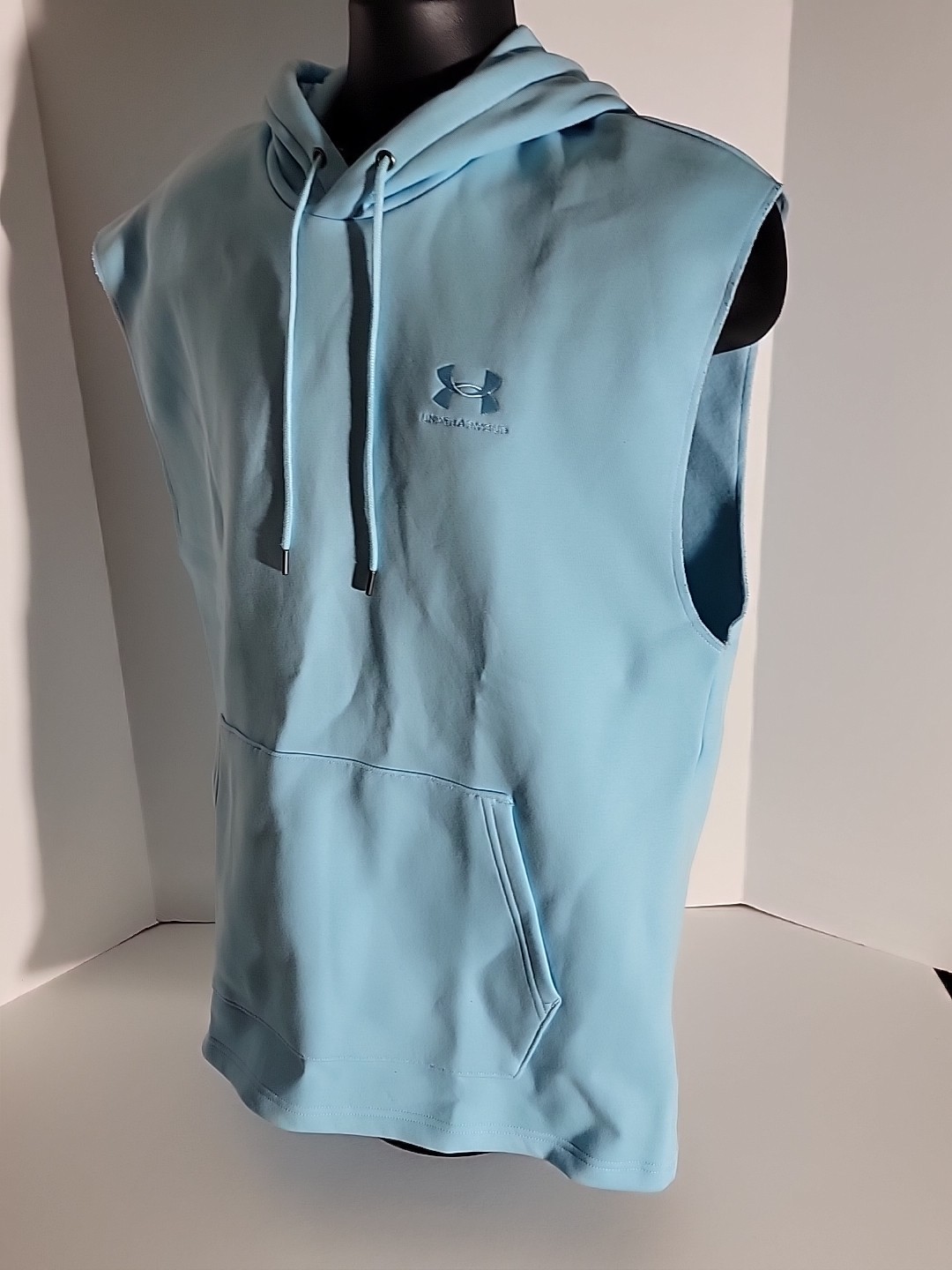 New Under Armour Mens Icon Fleece LG Sleeveless Hoodie Blue