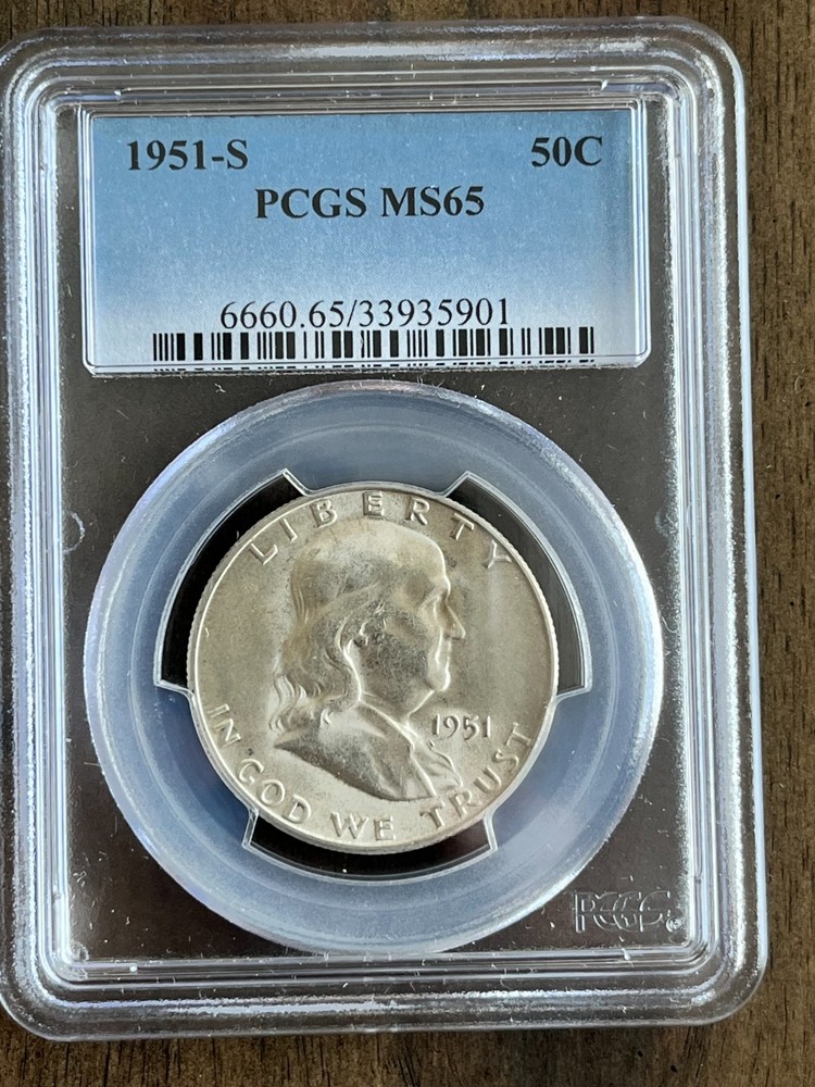 1951 S 50C Franklin Half Dollar- PCGS MS65