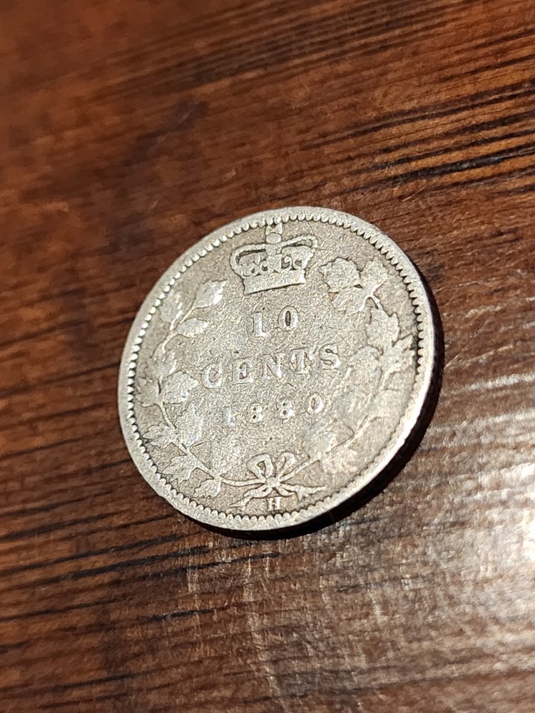 1880H Canada 10 Cents Silver Coin
