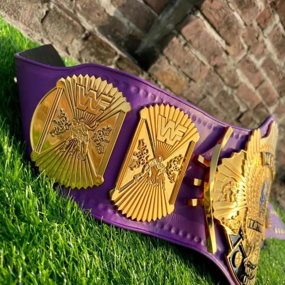 Championship Wing Eagle Wrestling Belt 4 M Zinc Gold Plate Purple Leather Strap