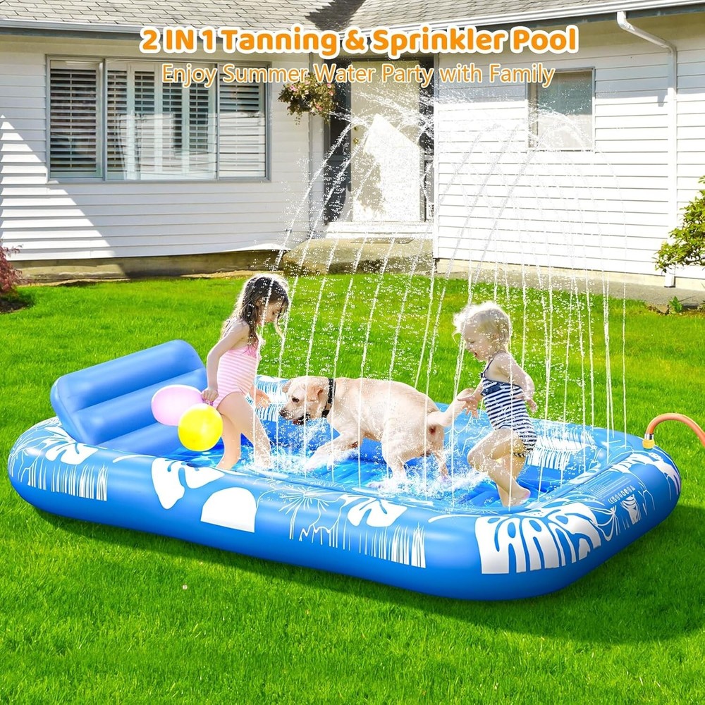 Refreshing Inflatable Tanning Pool Float with Sprinkler - Perfect for Summer Fun