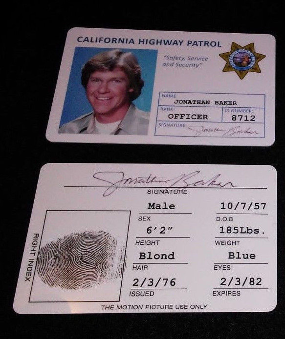 Jon Baker "CHiP's" Credentials Card #8712 Prop Replica