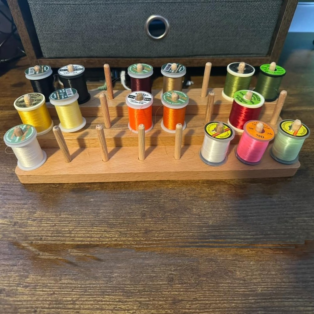 Wooden Fly Tying Thread Spool Stand, Thread Holder Organizer, Fly, Jig Tying