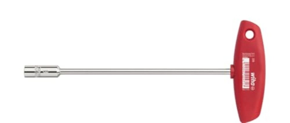 Wiha Socket Spanner with T-Handle Hexagonal Glossy Nickel-Plated 8 x 200 mm