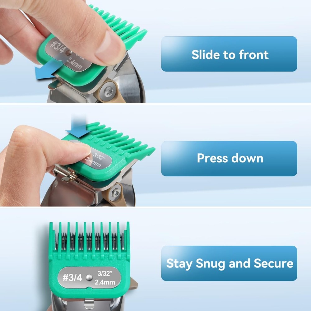 Clipper Guards Set Compatible with Most Wahl 4 Piece Set, Multicolor