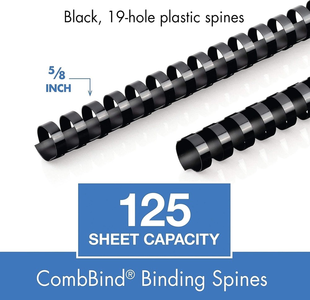 Black CombBind Binding Spines 5/8" (125 Pack)