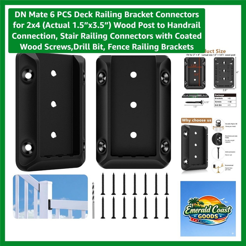 Reinforced Nylon Deck Railing Connector Set - Strong & Lasting for 50