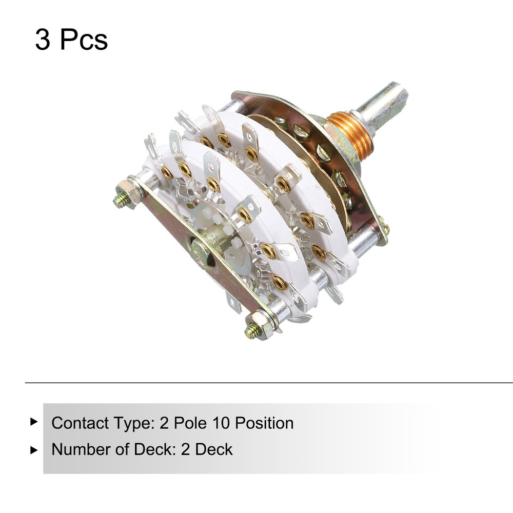 3Pack 2P10T Rotary Switch 2 Pole 10 Position Band Selector 2 Deck