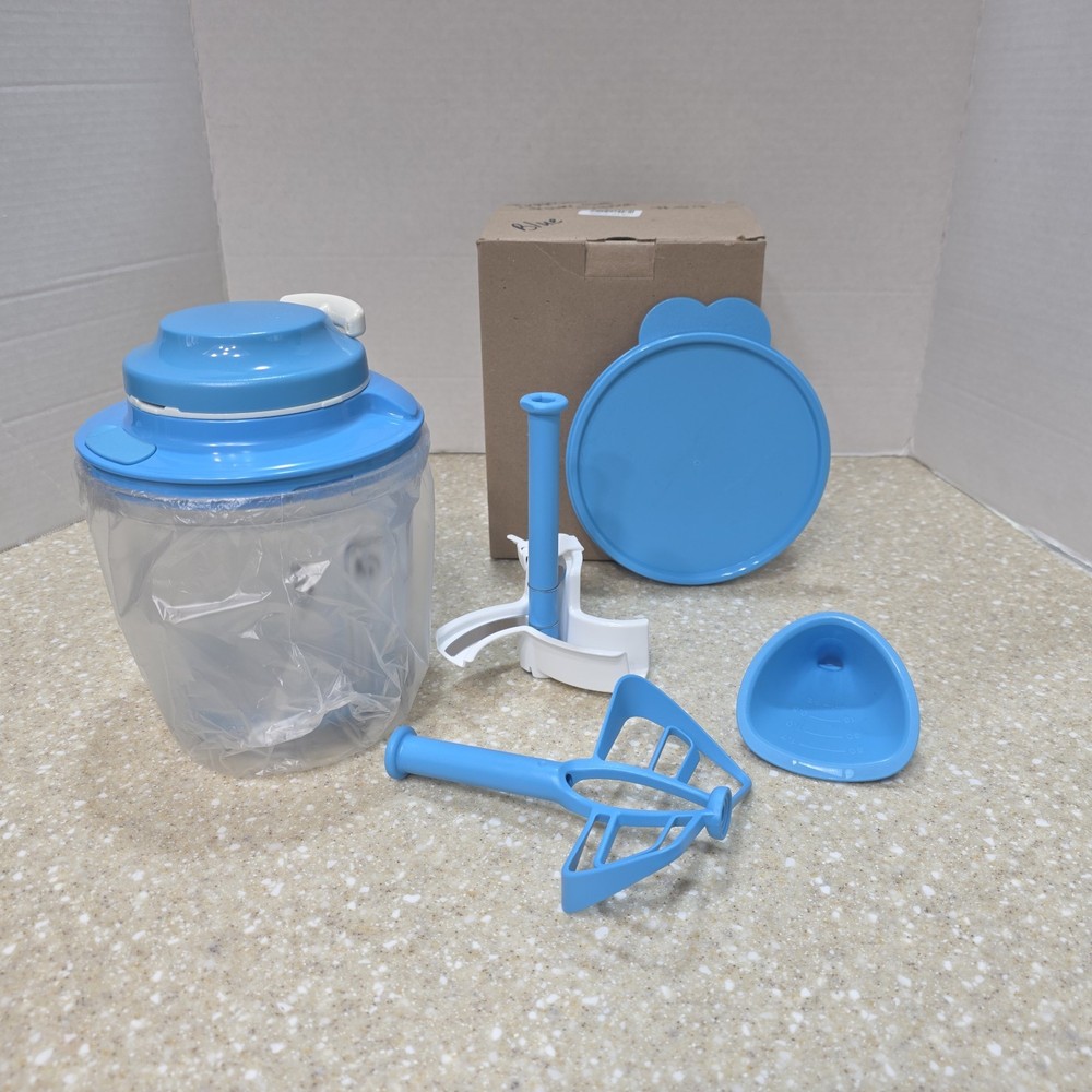 Tupperware Power Chef System Supersonic Extra (Blue) Manual Food Processor New