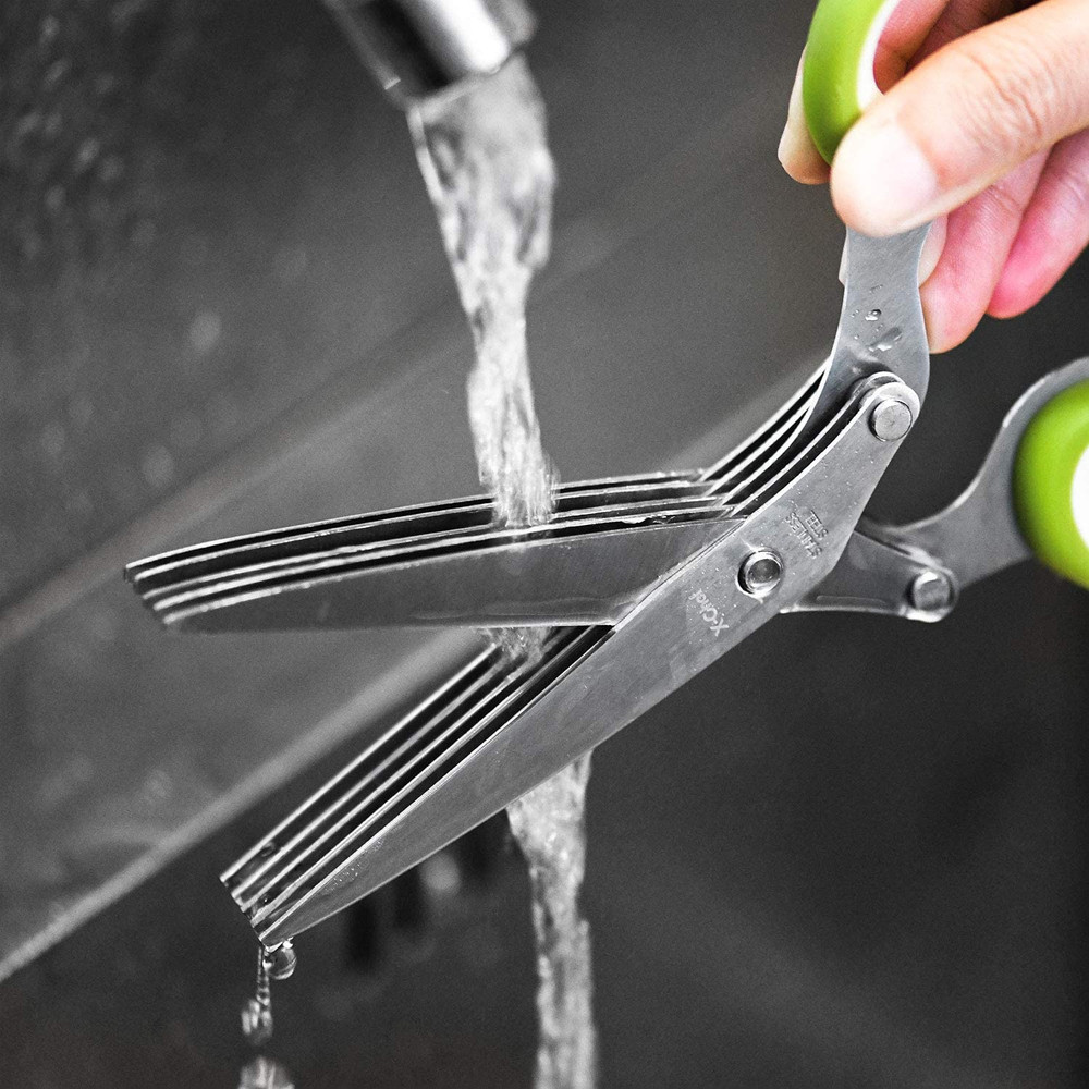 Herb Scissors, Multipurpose 5 Blade Kitchen Herb Shears Herb Cutter with Safety