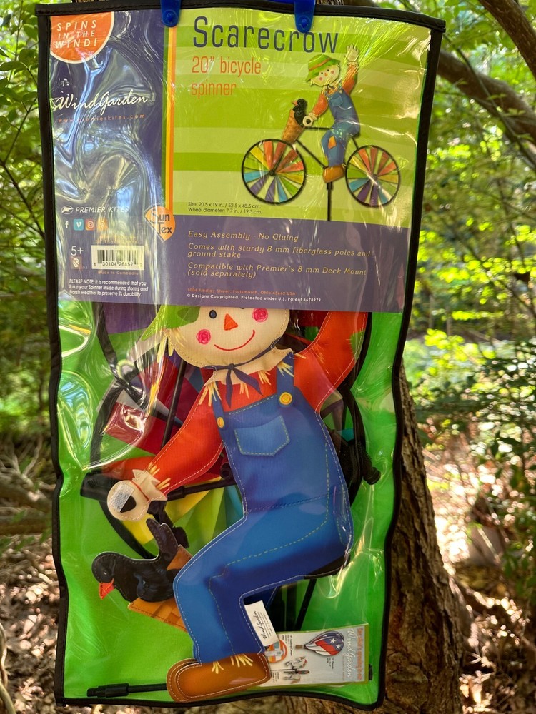 Scarecrow Bike Bicycle Wind Spinner 20"