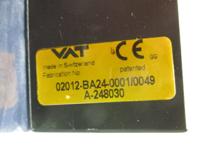 VAT 02012-BA24-0001/0049 Slit Valve, Rectangular Gate Valve A-248030, RS1126