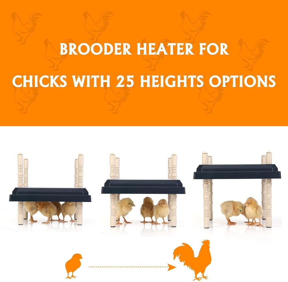 Durable Chick Brooder Heater 10" x 10" with Adjustable Heights for Cozy Warmth