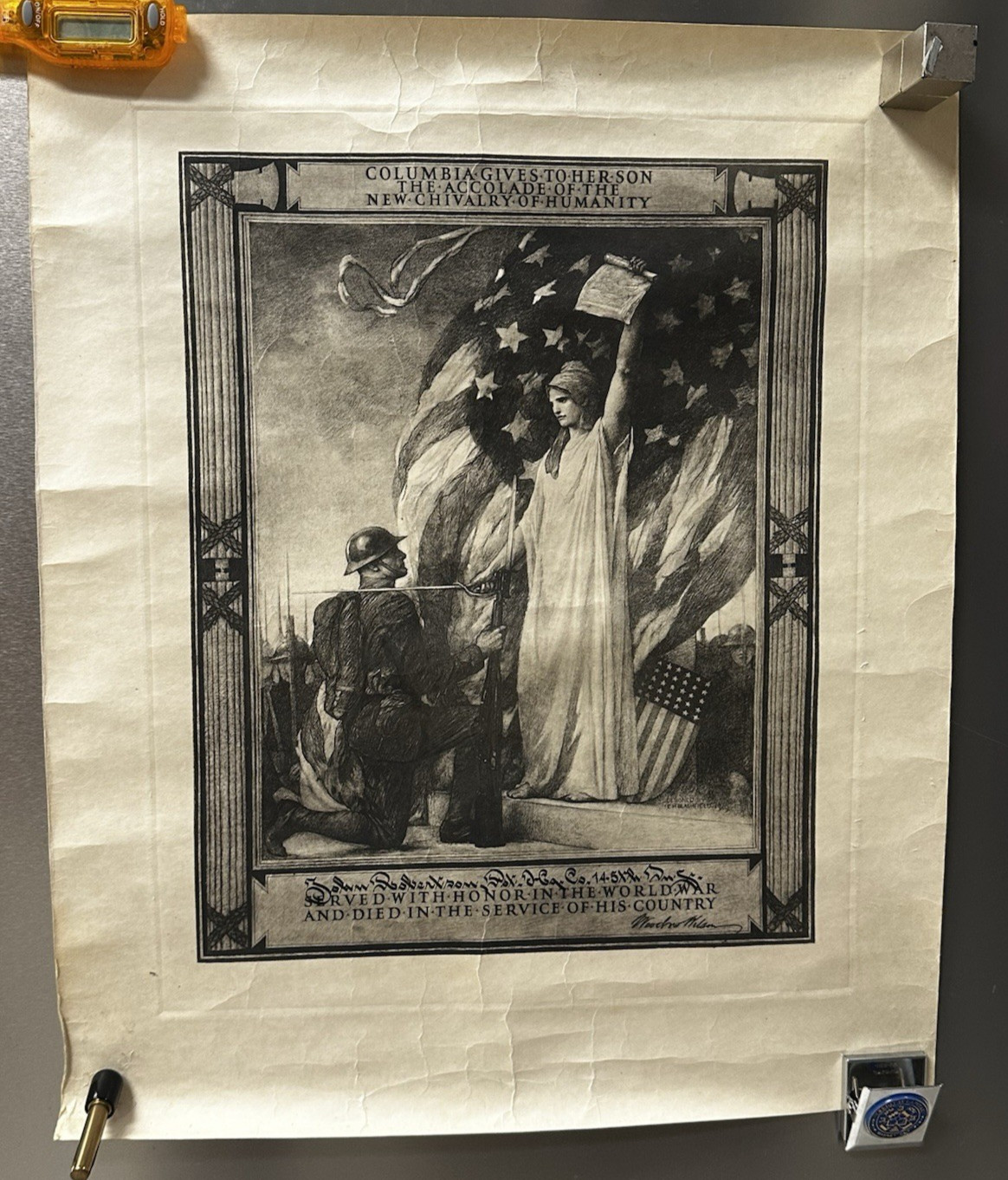 WWI KIA 6-Doc Set Pershing Hand Signed 145th Infantry Belgium 1918