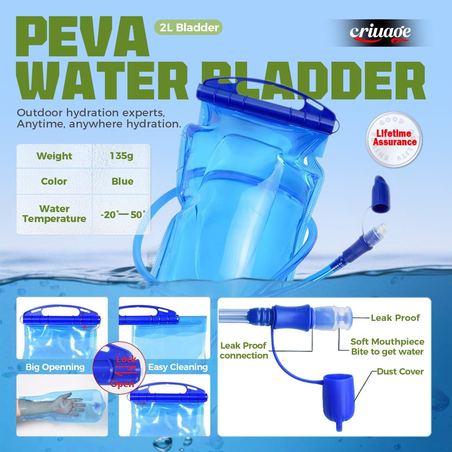 Hydration vest backpack, lightweight chest pack with 2.0 liter water bladder