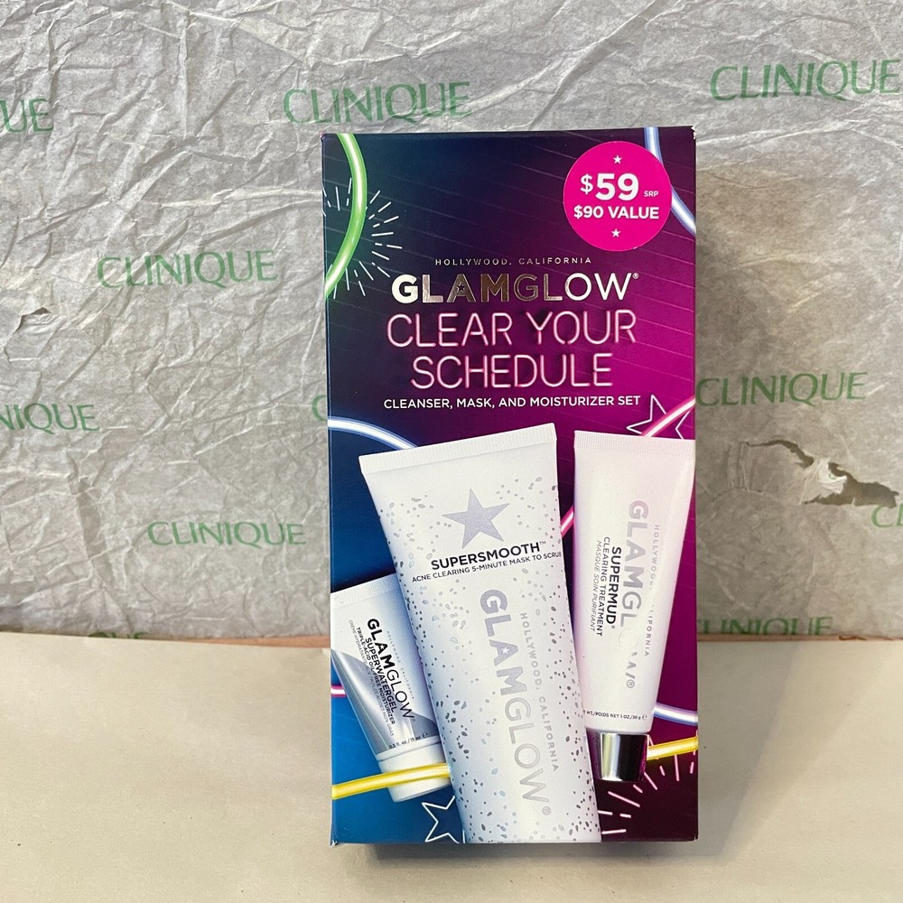 Glamglow Clear Your Schedule Cleanser, Mask, Moisturizer Set