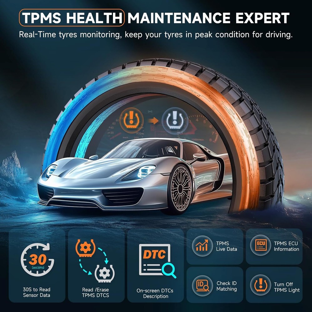 FOXWELL T2000 Pro Tire Pressure TPMS Relearn Activate Sensors Programming Tool