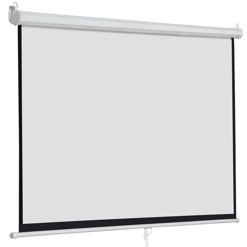 Diagonal Projection Projector Screen HD Manual Pull Down Home Theater 100" 16:9