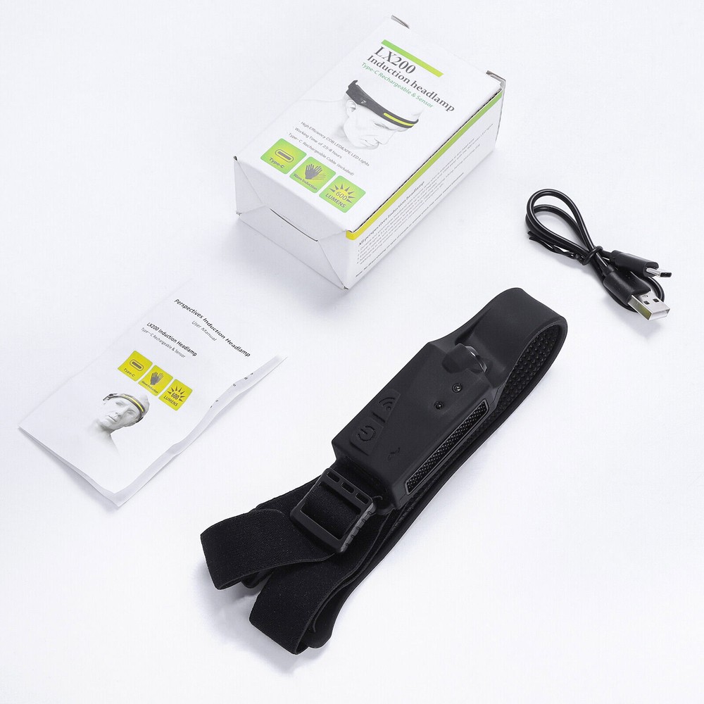 2 PCS COB Headlamp USB Rechargeable Headlight Torch Flashlight Head Lamp Outdoor