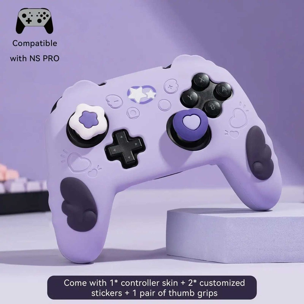 GeekShare Case Cover & Thumb Grip for SwitchPRO Controller Skin Star Wing Purple
