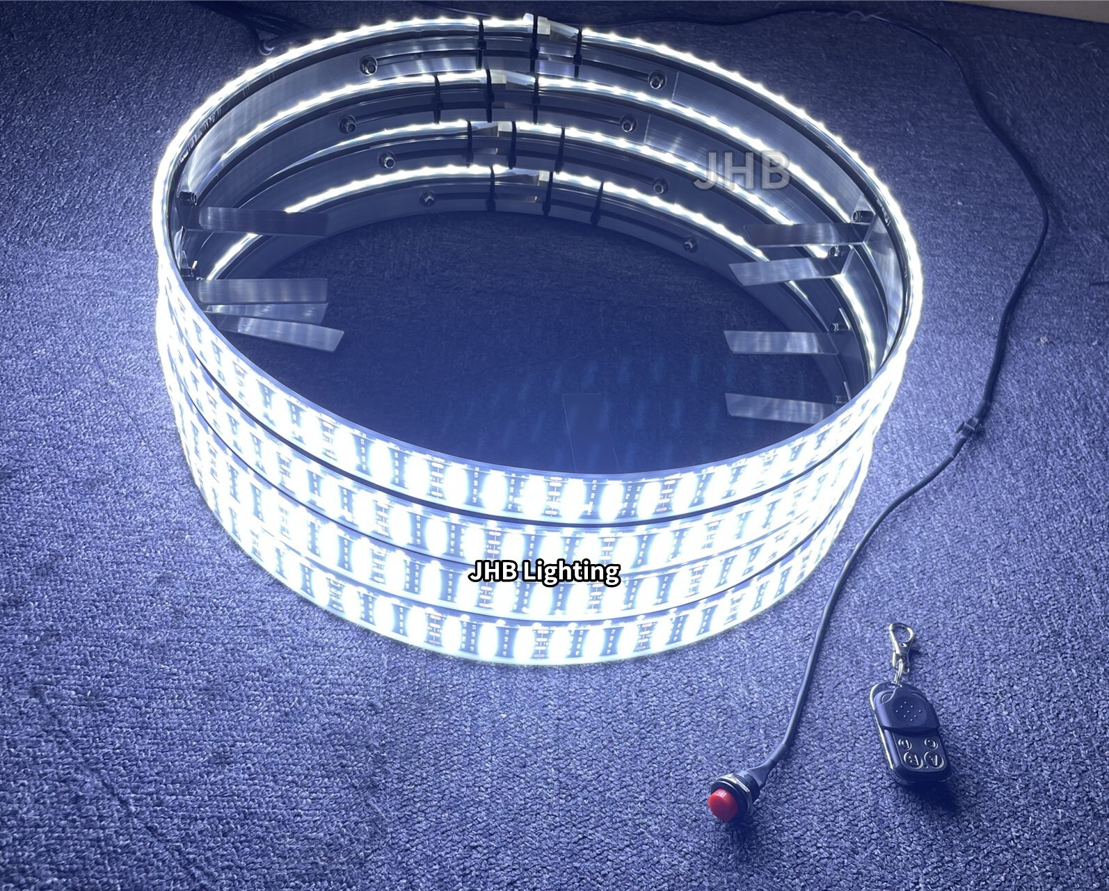 Set with (4) 17.5" QUAD ROW Strobes PURE WHITE Car Truck LED Wheel Rim Lights