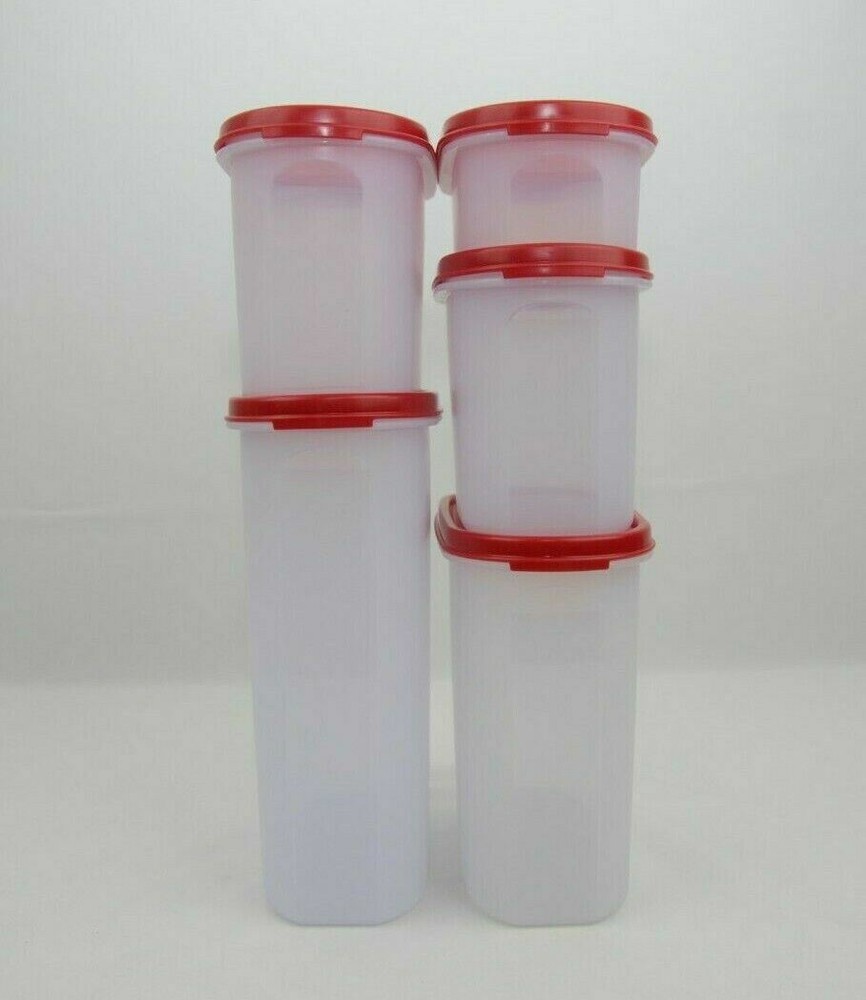 Tupperware Modular Mate 5 Piece Oval Set Red New