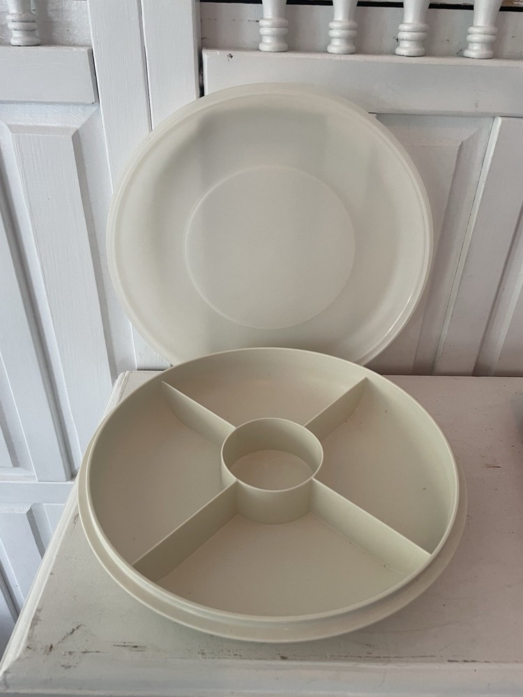 Vintage Tupperware Divided Vegetable Tray with Lid