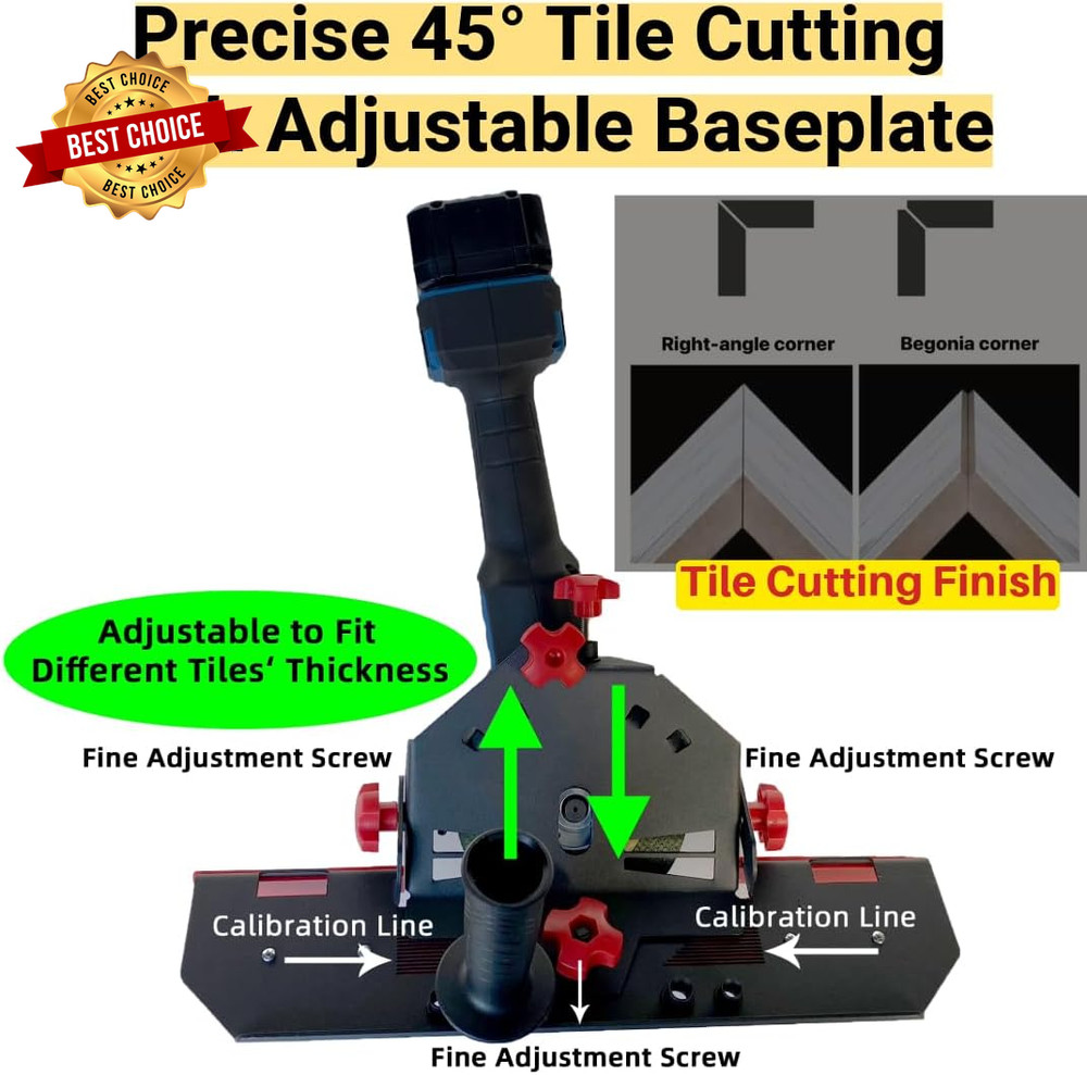 45 Degree Tile Chamfering Tool - Precision Mitering Bracket for 4-1/2" & 5" Angl