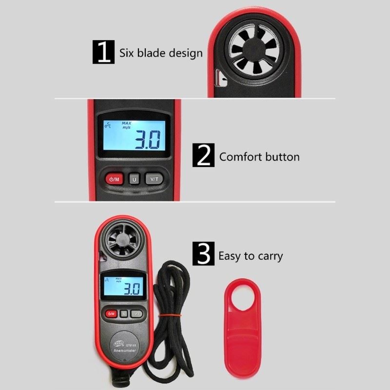 Portable Handheld Anemometer Accurate Wind Speed & Temperature Measurement Tool