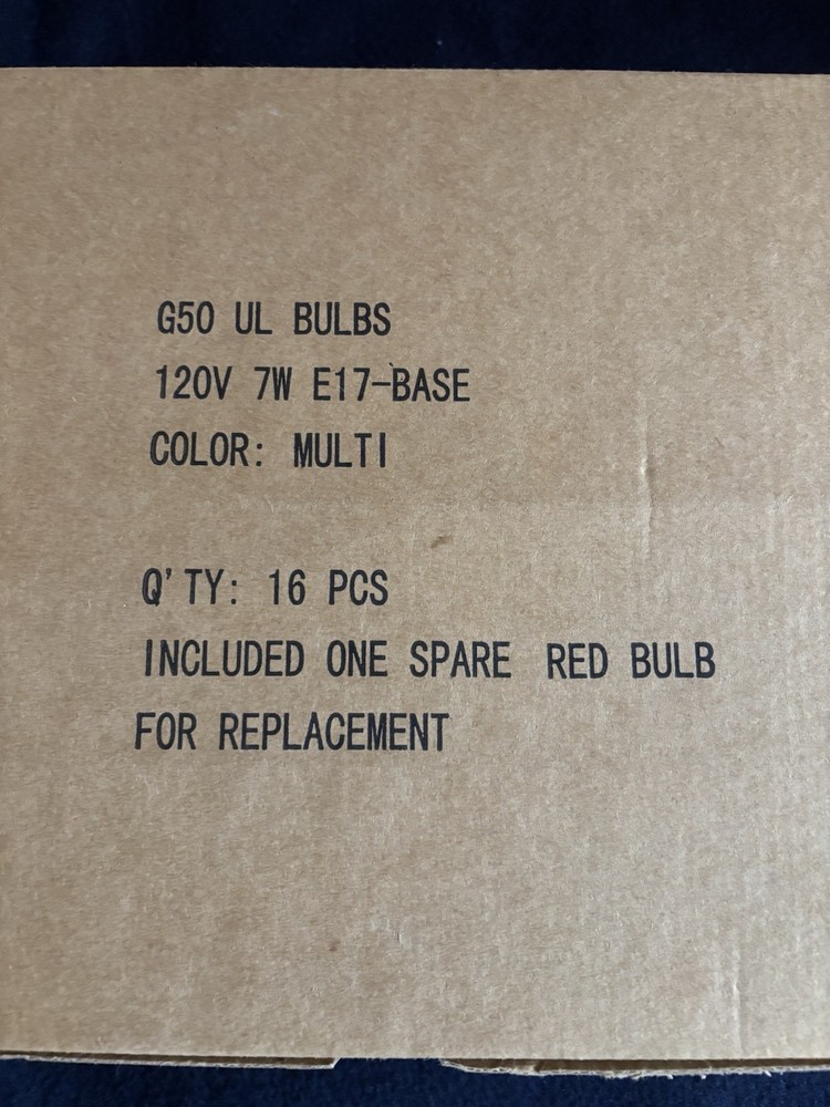 2 Bxs G50 Assorted Colored 2" 7W E 17 Base String Light Replacement Bulbs 31 Pcs